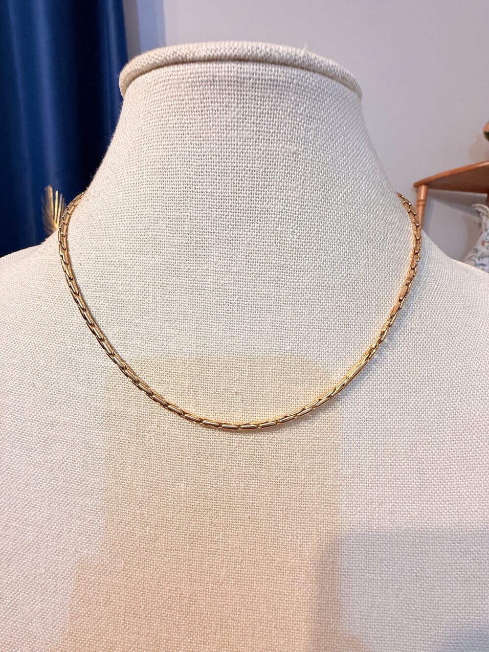 Vintage 17” Gold Tone Textured Link Chain Necklace